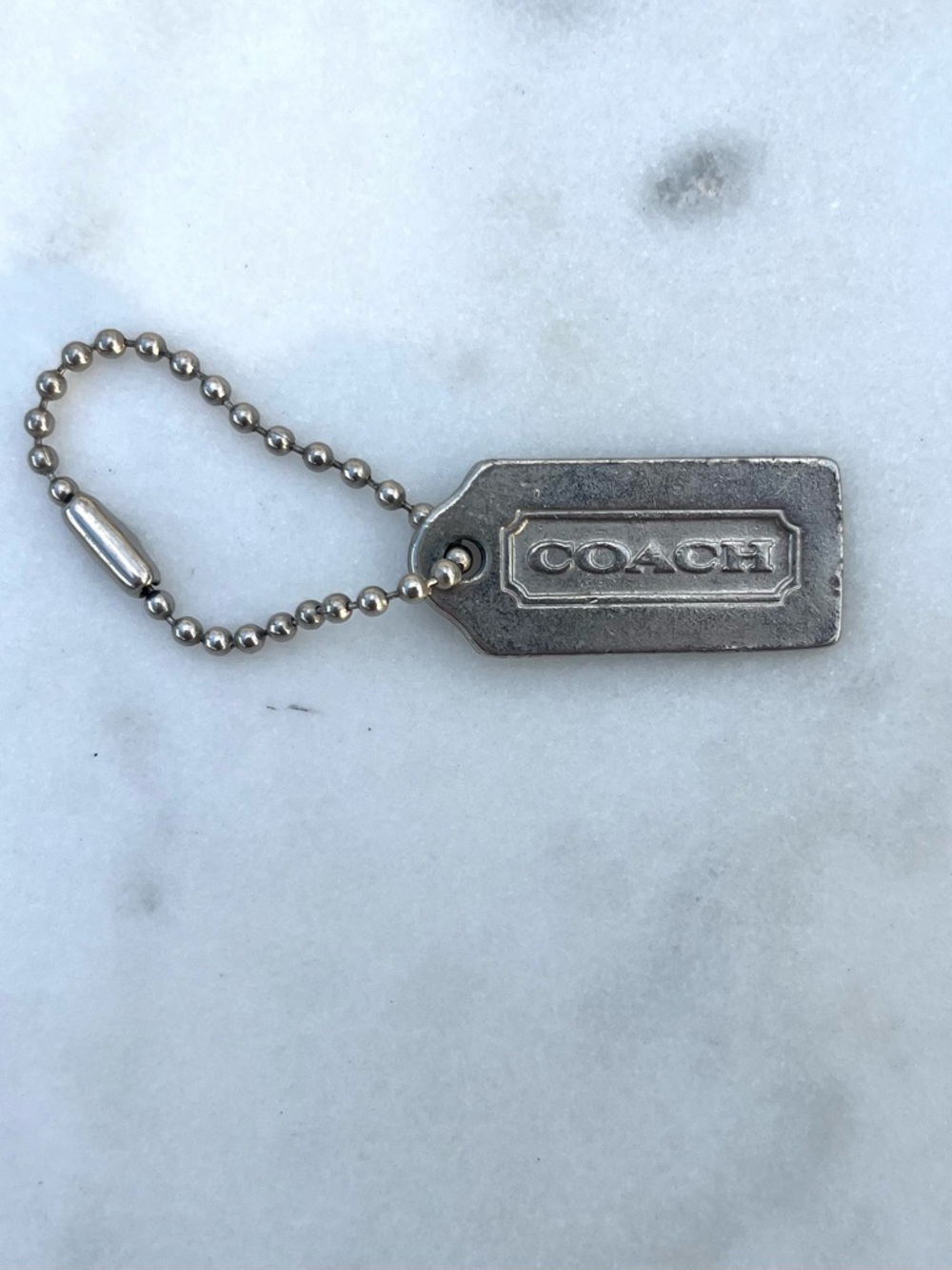 COACH Vintage Metal Hang Tag, Silver Mini